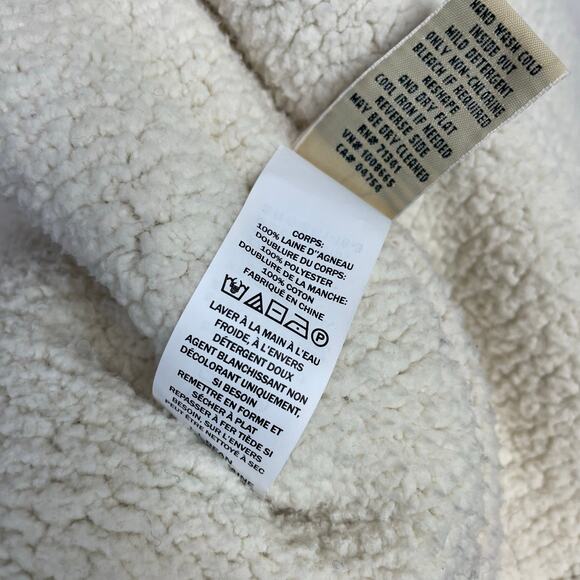 LL Bean Ragg Lambs Wool Fair Isle Sherpa Lined Zip Cardigan Sweater XL Petite - Picture 16 of 16